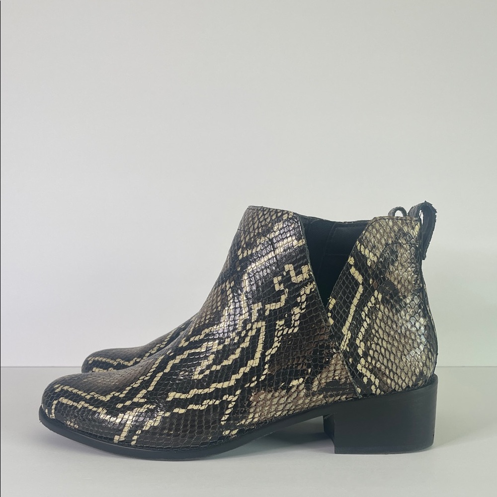 Vionic Clara Boa Snake-Embossed Leather Ankle Boots